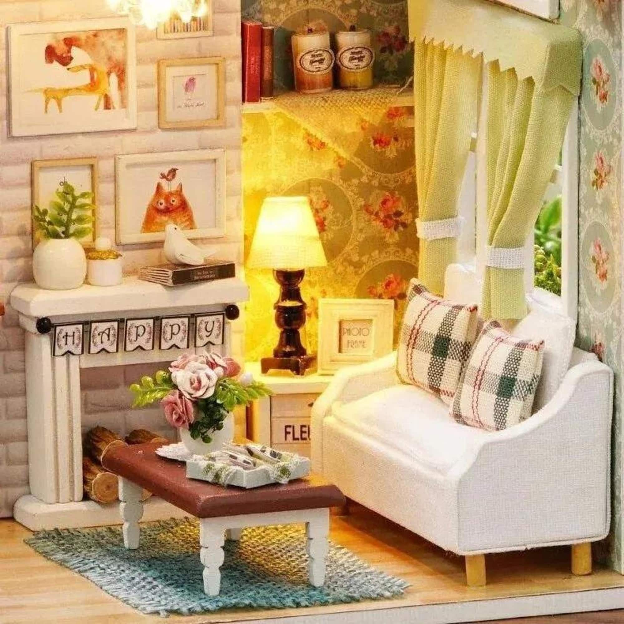 Wizardi Miniature Roombox Christmas Eve Dollhouse Kit